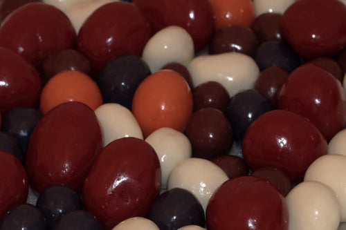 Chocolate covered cherries, apricots, blueberries, almonds and walnuts.