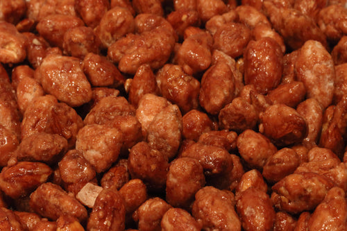 Our premium almonds covered in maple syrup.