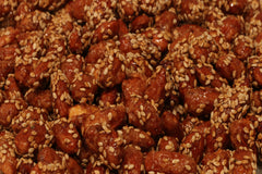 Our premium almonds with a honey sesame glaze.