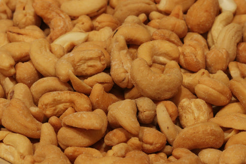 Roasted and salted cashews.