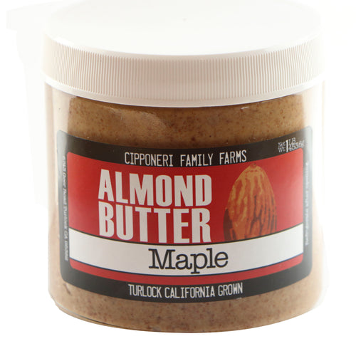 Our maple almonds ground in a thick sweet butter.