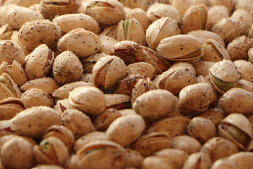 Pistachios roasted salted and peppered.