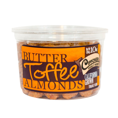 we use Fresh Almonds Roasted with sugar and butter to perfect our Butter Toffee Almonds.