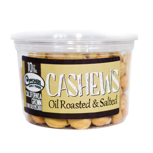 Roasted and salted cashews.