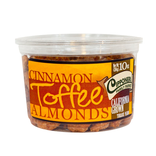 Almonds coated in a sweet cinnamon toffee coating.