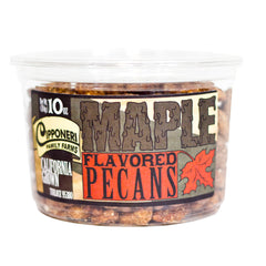 Pecans covered in a thick maple syrup.