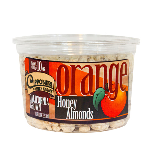 Our premium almonds coated in a orange honey glaze.